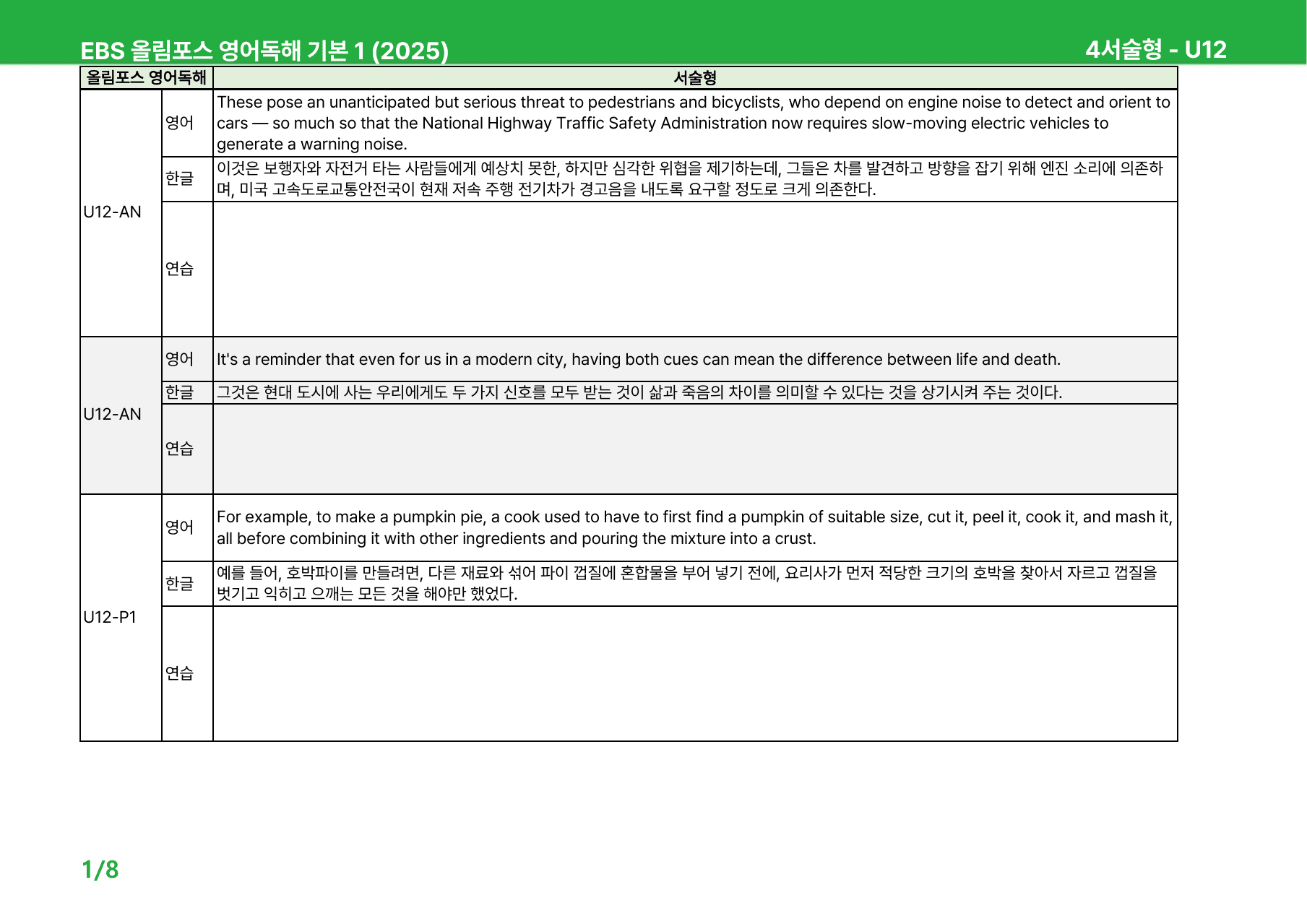 EBS 올림포스 영어독해 기본 1 (2025년) 12~14과 - 상세분석_preview_undefined