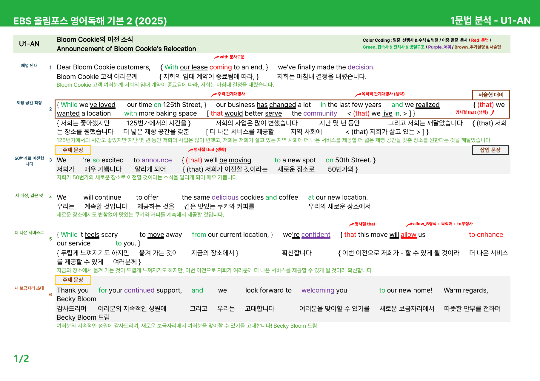 EBS 올림포스 영어독해 기본 2 (2025년) 1~4과 - 상세분석_preview_undefined