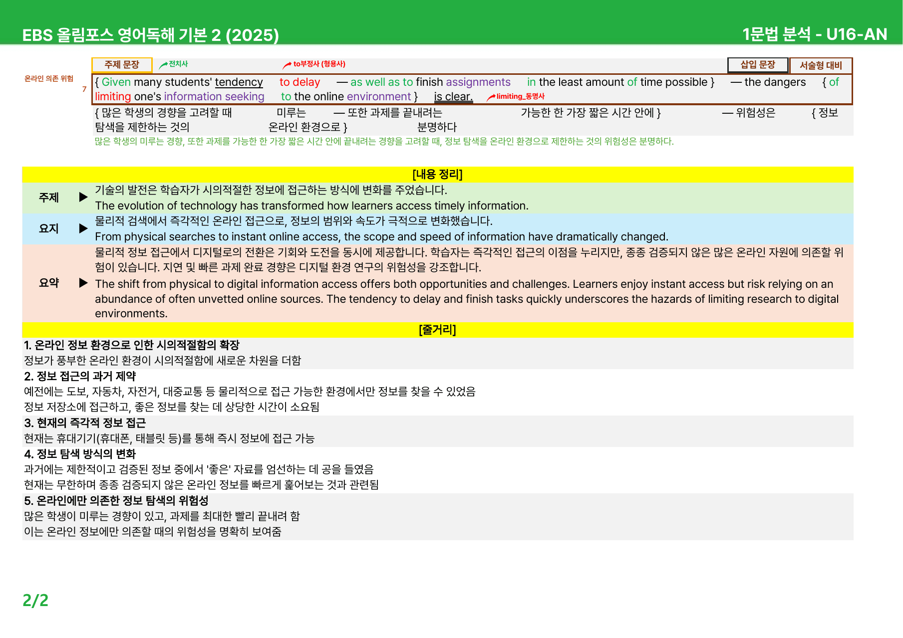EBS 올림포스 영어독해 기본 2 (2025년) 15~18과 - 상세분석_preview_undefined