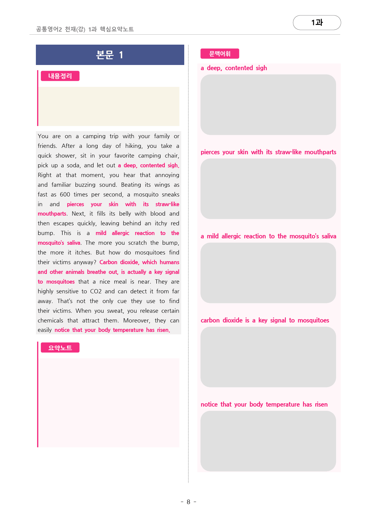 🩷천재(강) 1과 핵심요약노트+문법+백지연습지(공통2)_대치동시크릿🩷_preview_8