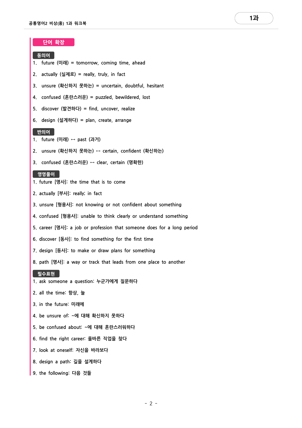 🩷공통영어2 비상(홍) 1과 포인트워크북 by 대치동시크릿🩷_preview_undefined