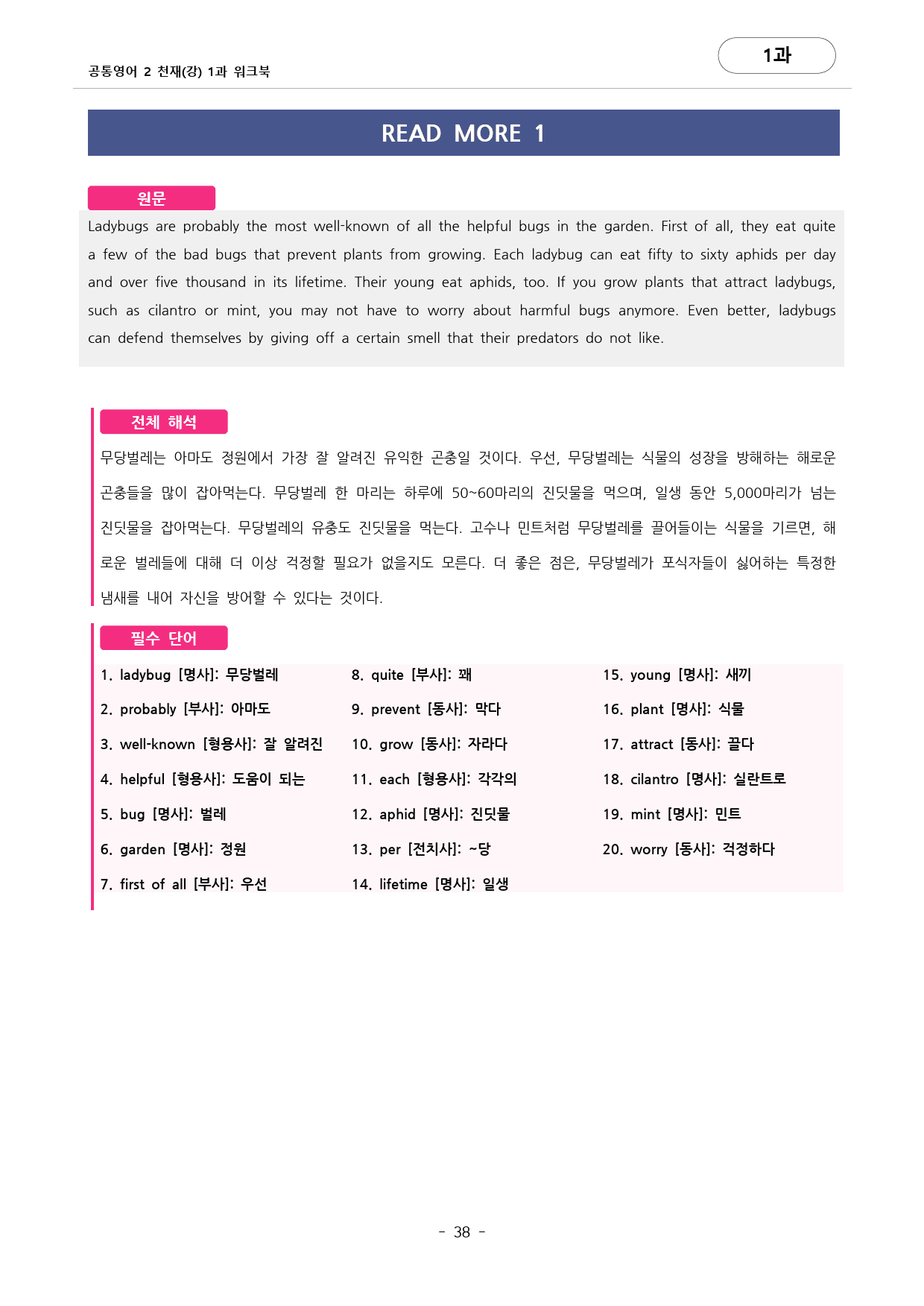 🩷공통영어2 천재(강) 1과 포인트워크북 by 대치동시크릿🩷_preview_38