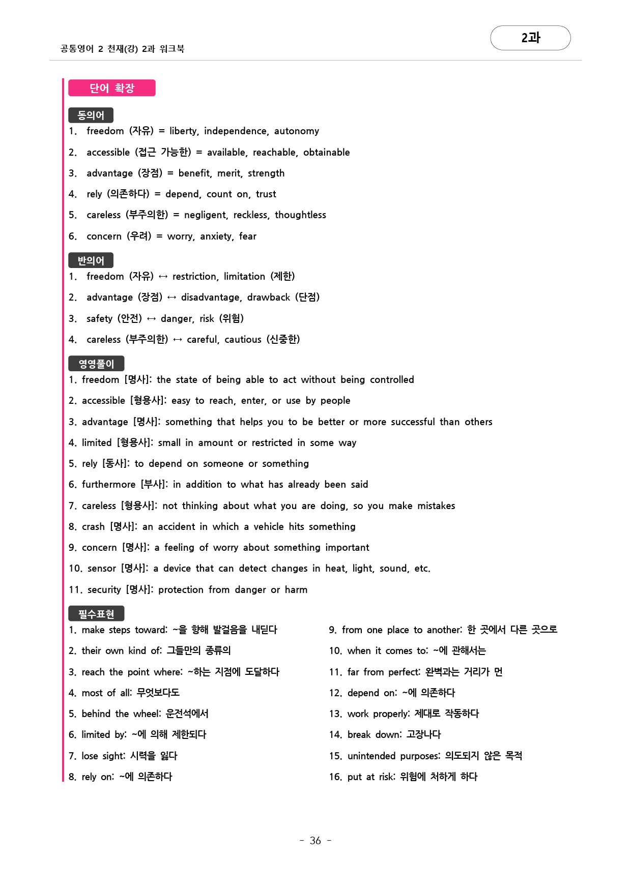 🩷공통영어2 천재(강) 2과 포인트워크북 by 대치동시크릿🩷_preview_36