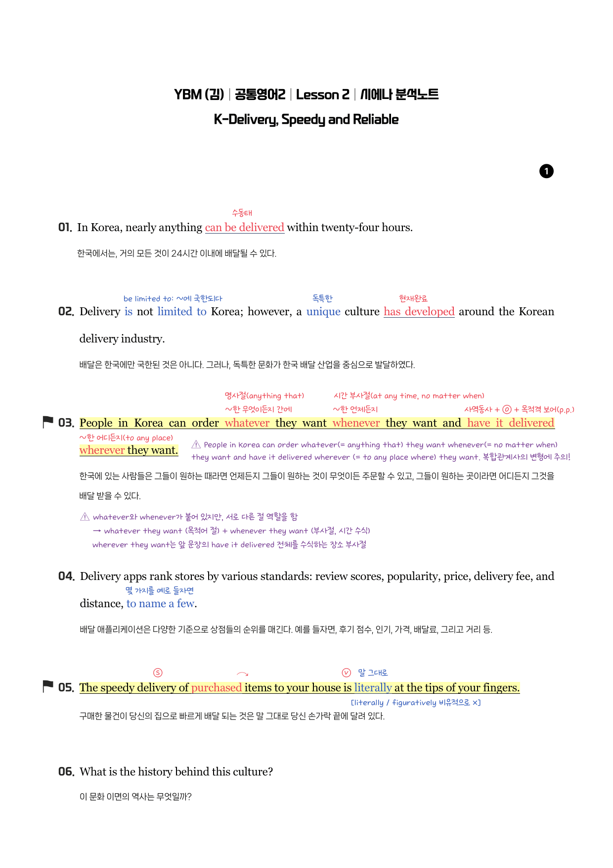 YBM(김)-공통영어2-2과-분석노트-필수문장-Grammar Check_preview_1