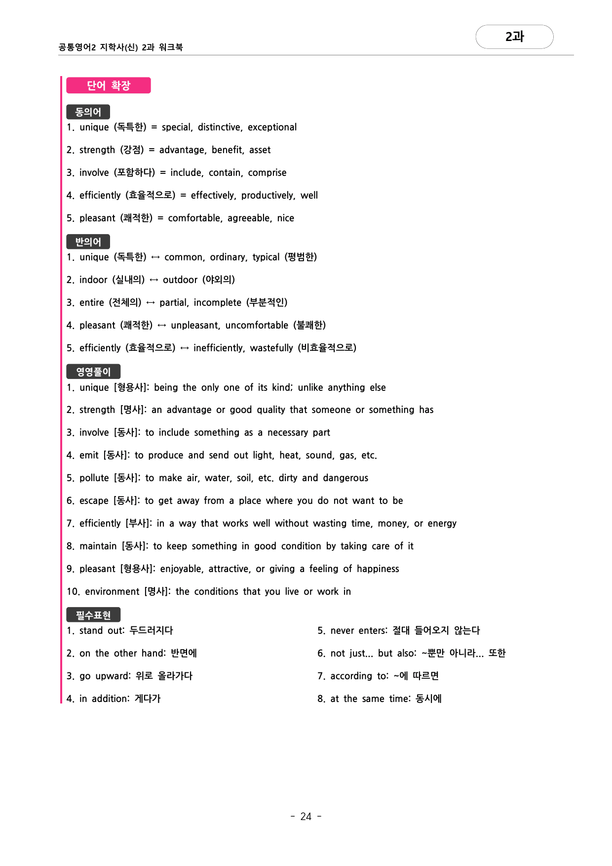 🩷공통영어2 지학사(신) 2과 포인트워크북🩷_preview_undefined