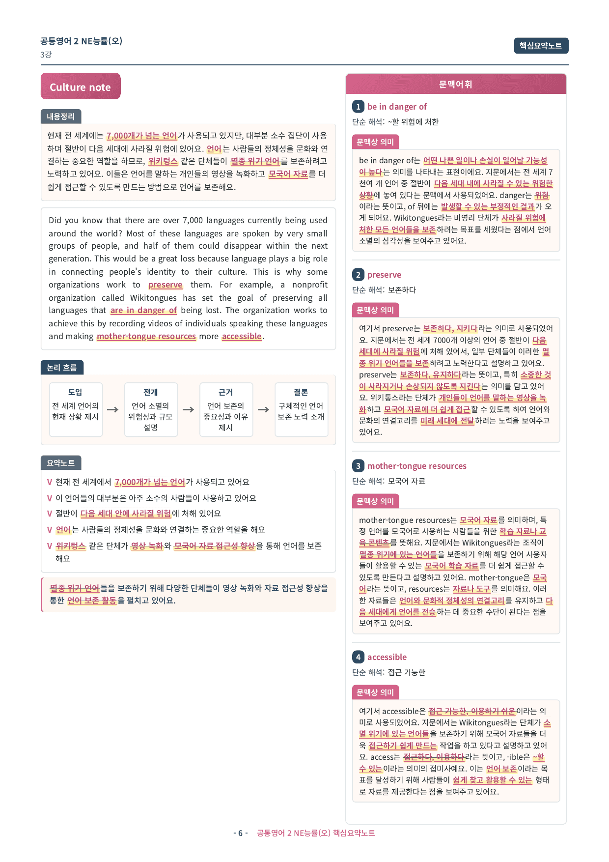 🩷 (공통영어2) 능률(오) 3과 핵심요약노트🩷_preview_undefined
