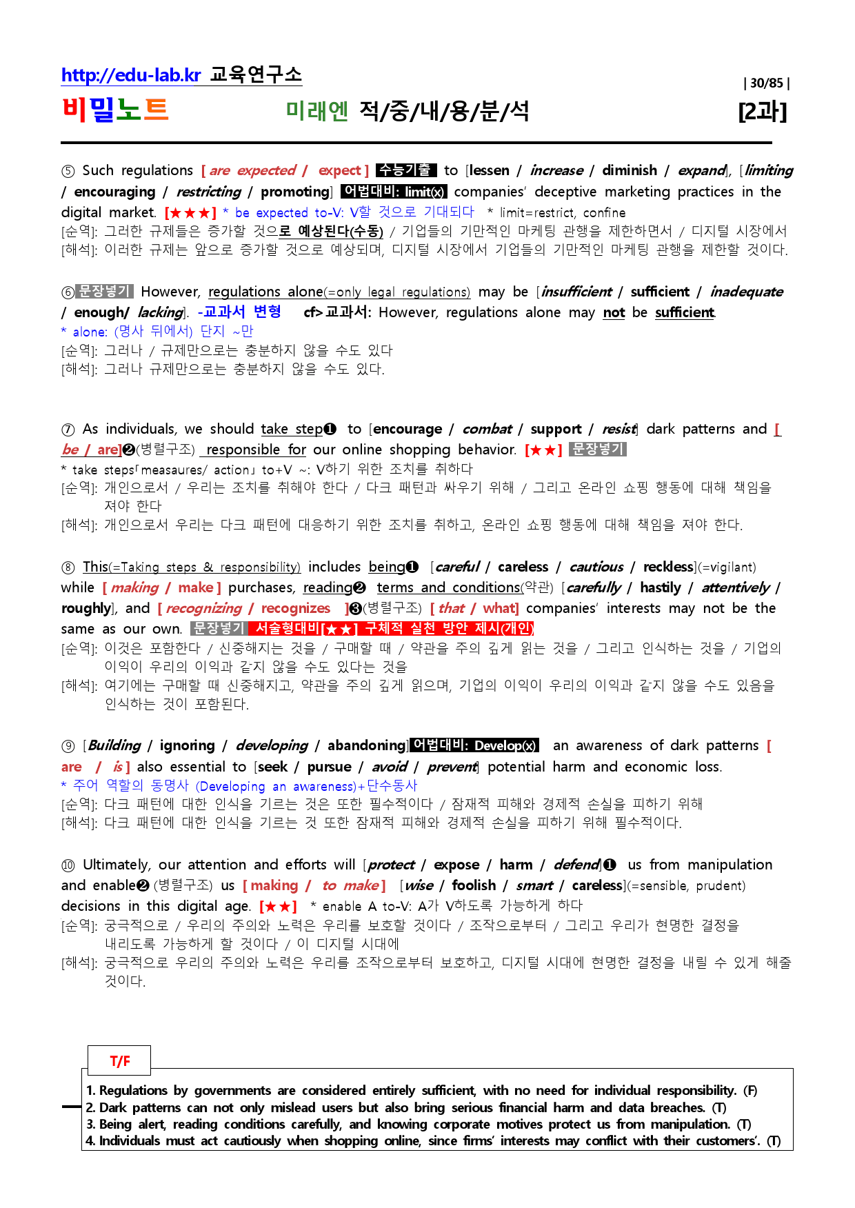 공통2 미래엔 Lesson2 적중내용분석 및 단계별복습 -강사용_비밀노트_preview_30