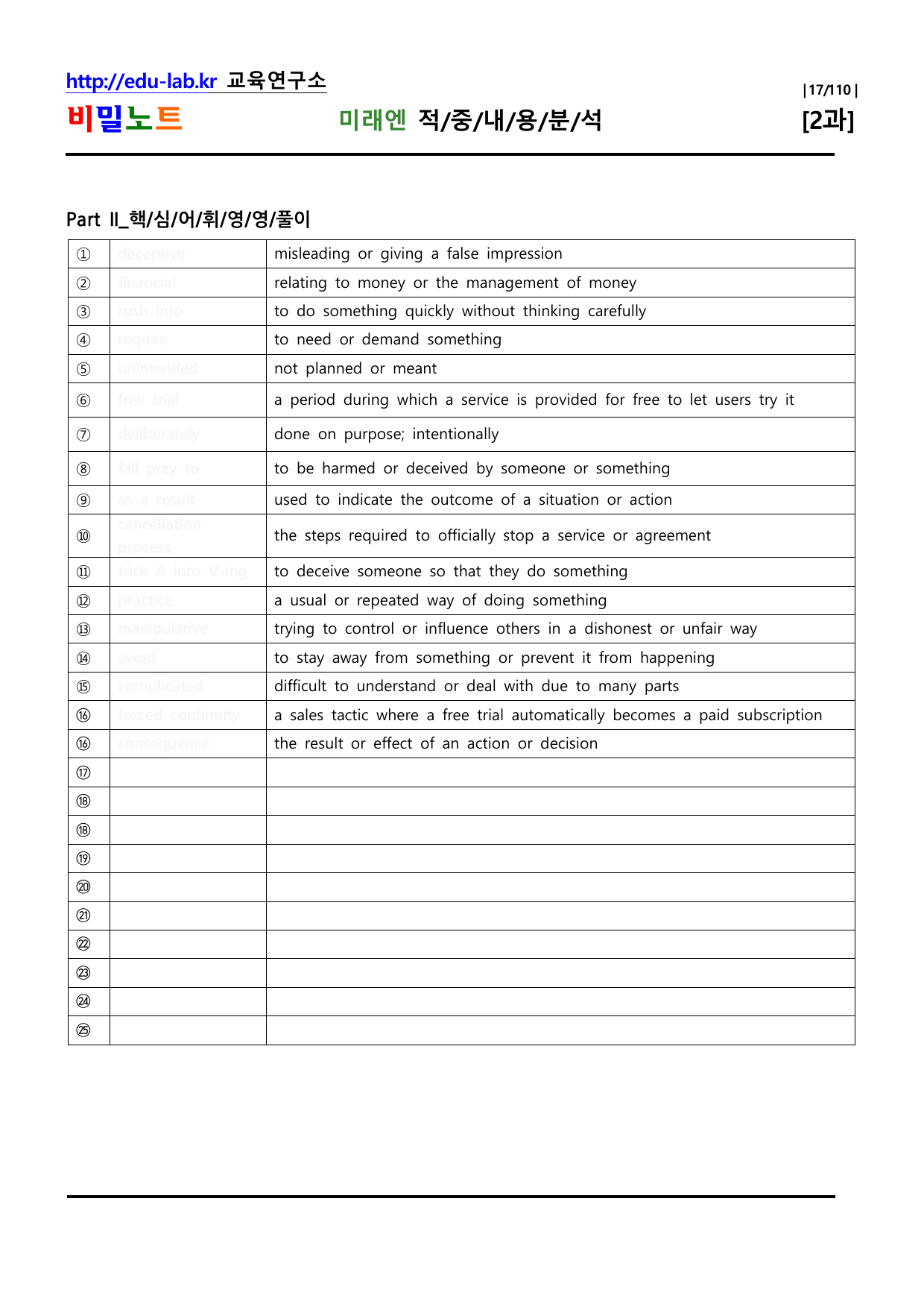 공통2 미래엔 Lesson2 적중내용분석 및 단계별복습 -학생용_비밀노트_preview_undefined