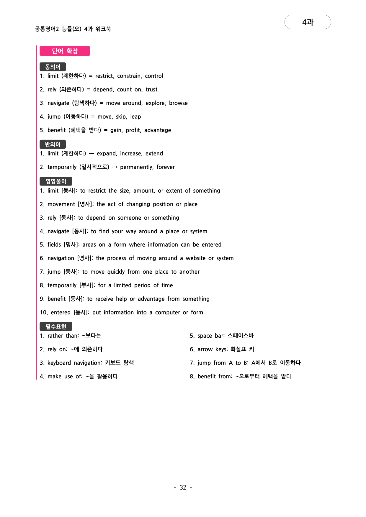 🩷공통영어2 능률(오선영) 4과 포인트워크북🩷_preview_undefined