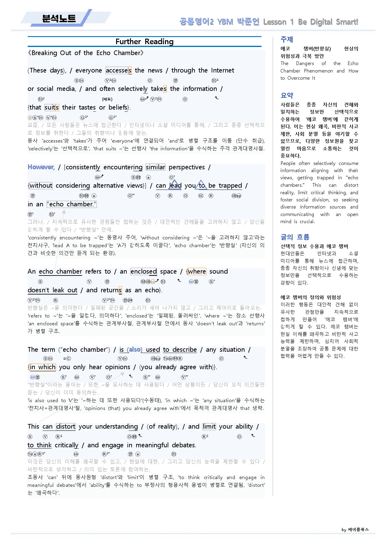 공통영어2 YBM 박준언 1강 1과 분석노트 by 메이플북스_preview_11