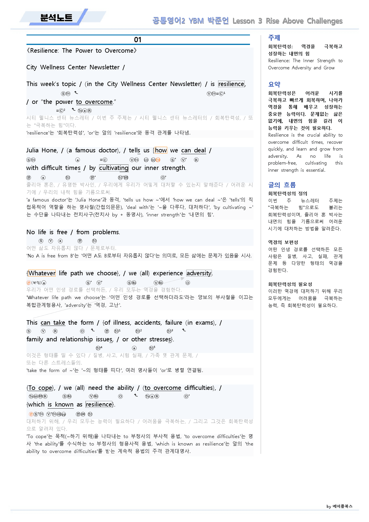 공통영어2 YBM 박준언 3강 3과 분석노트 by 메이플북스_preview_2