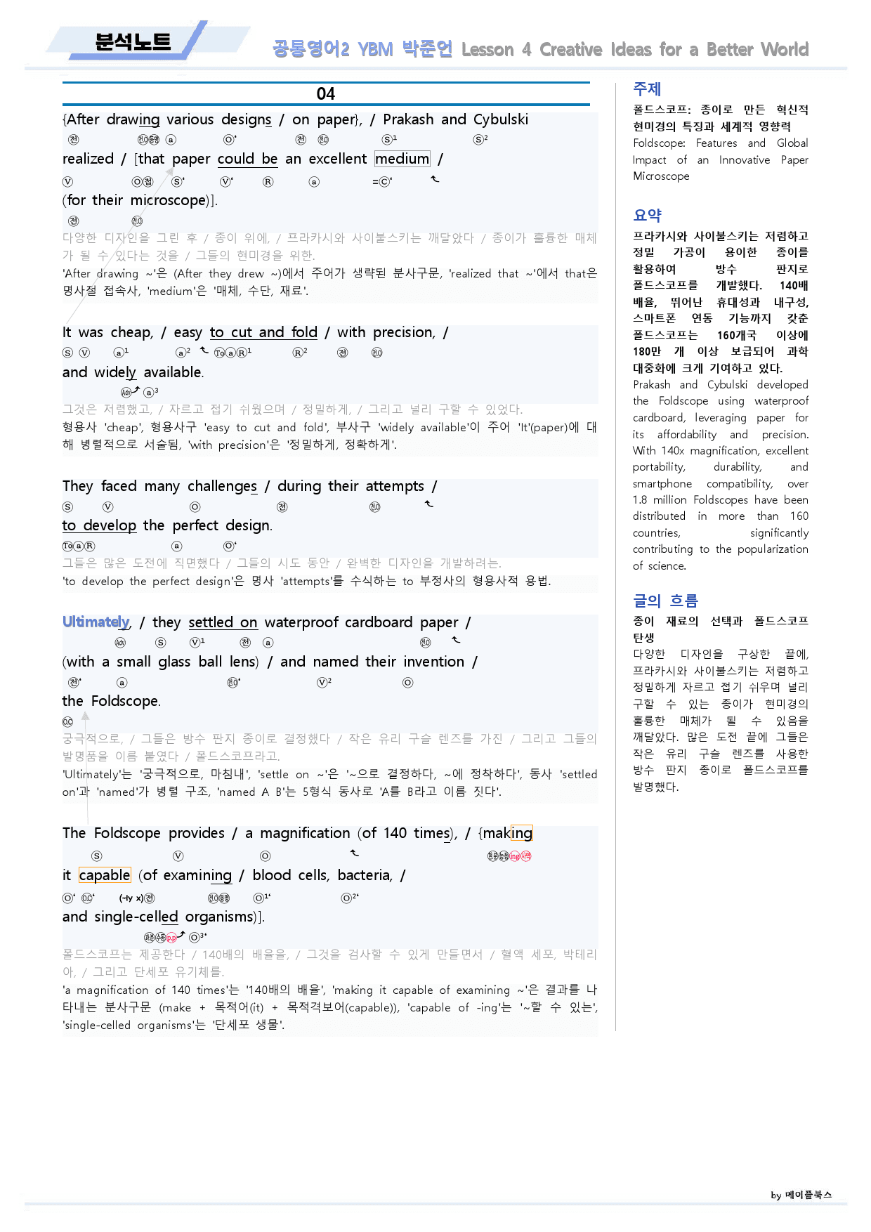 공통영어2 YBM 박준언 4강 4과 분석노트 by 메이플북스_preview_8