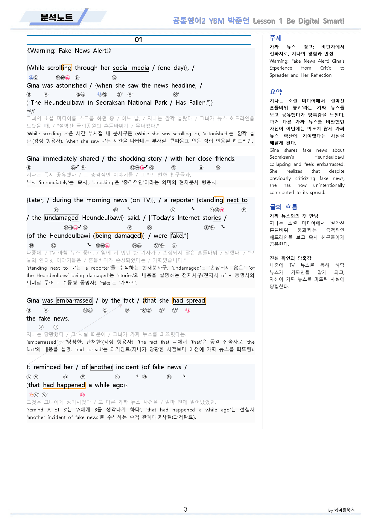 공통영어2 YBM 박준언 전체 통합 할인 분석노트 by 메이플북스_preview_3