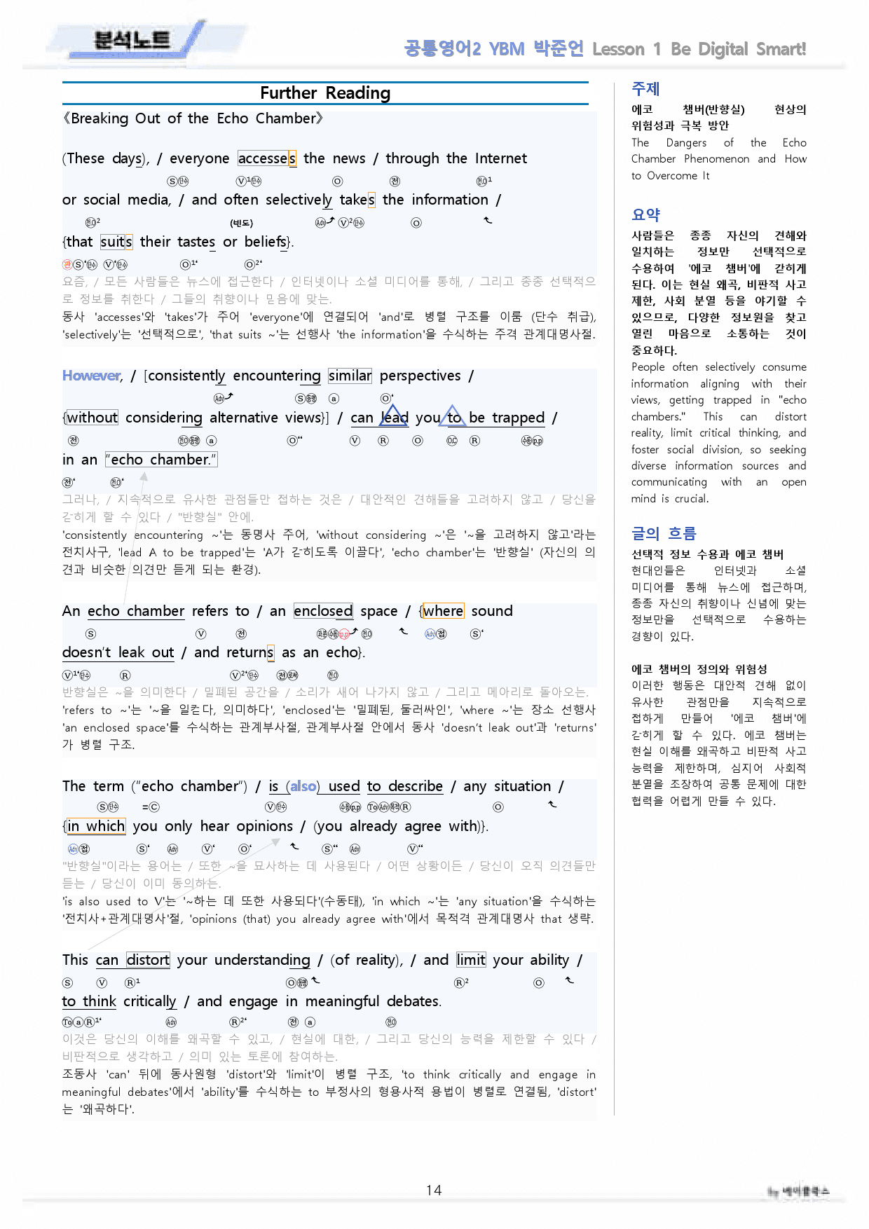 공통영어2 YBM 박준언 전체통합 분석+변형+워크북 by 메이플북스_preview_14