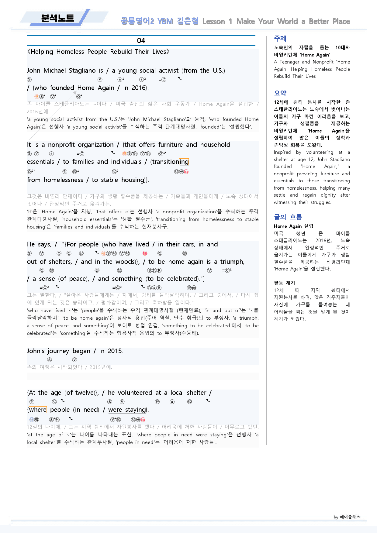 공통영어2 YBM 김은형 1강 1과 분석노트 by 메이플북스_preview_7