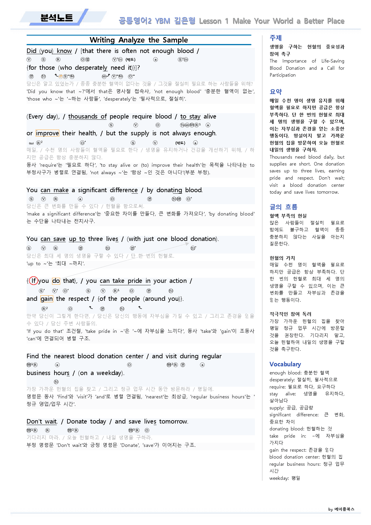 공통영어2 YBM 김은형 1강 1과 분석노트 by 메이플북스_preview_13