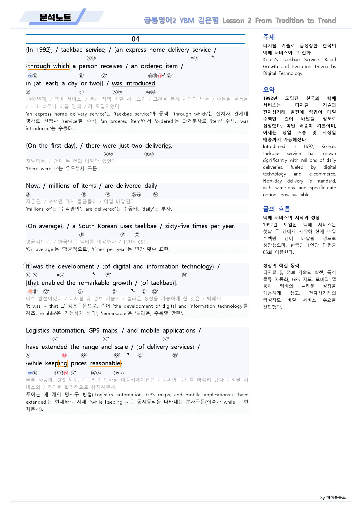 공통영어2 YBM 김은형 2강 2과 분석노트 by 메이플북스_preview_8