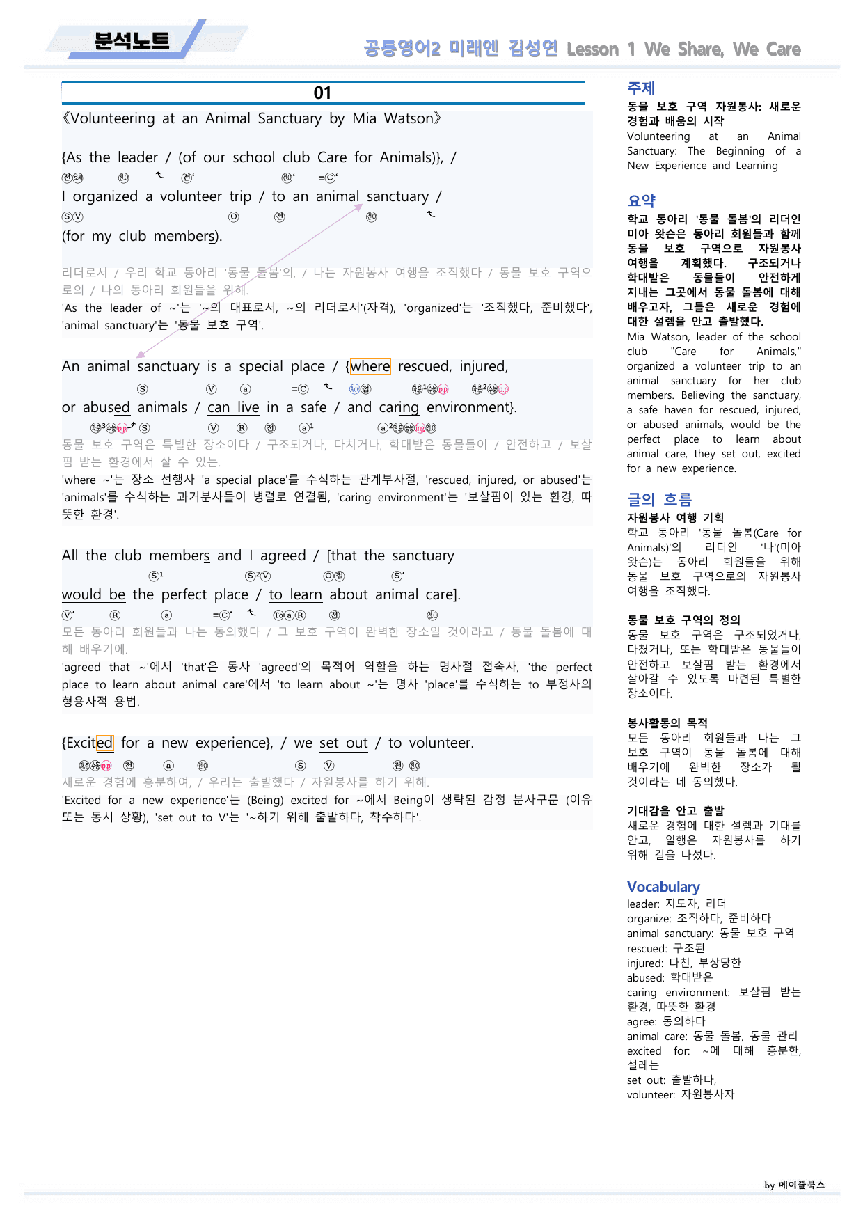 공통영어2 미래엔 김성연 1강 1과 분석노트 by 메이플북스_preview_undefined