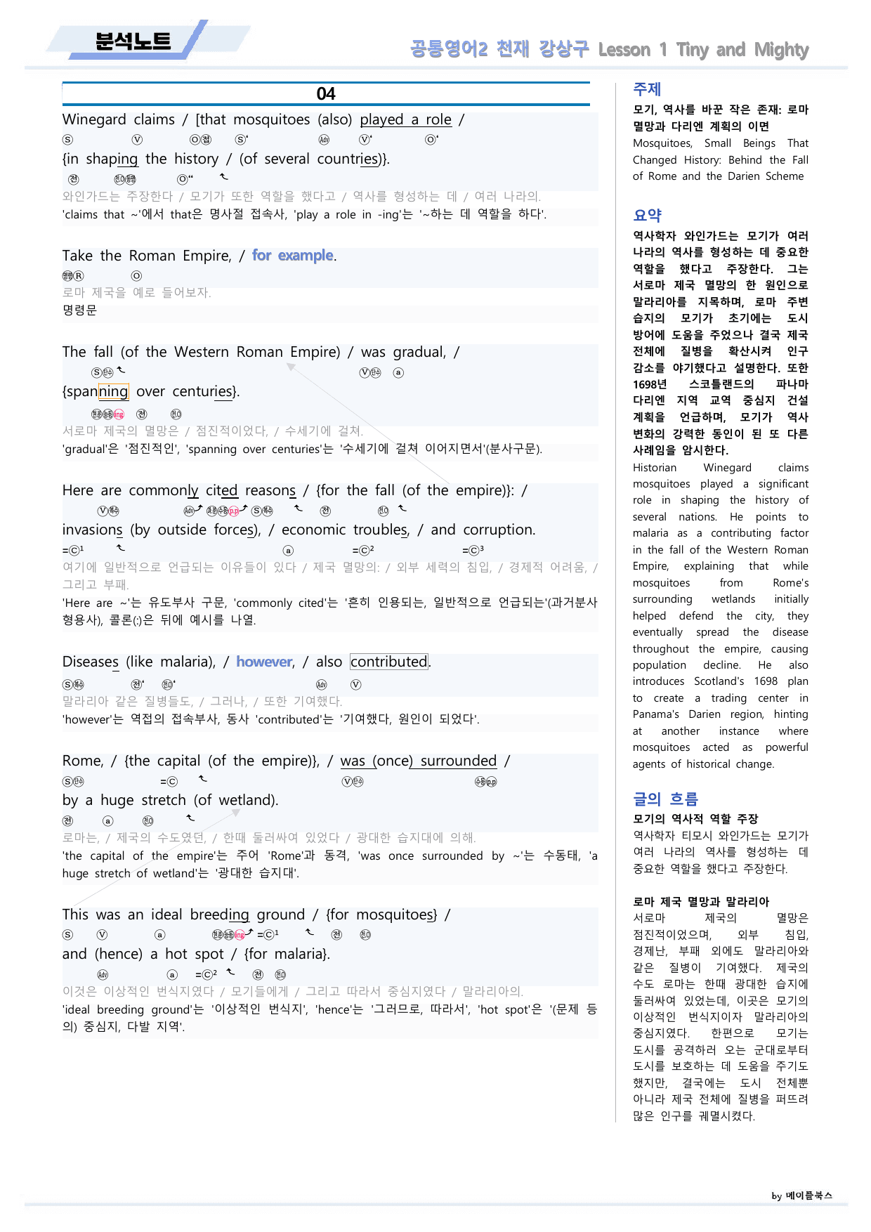 공통영어2 천재 강상구 1강 1과 분석노트 by 메이플북스_preview_undefined