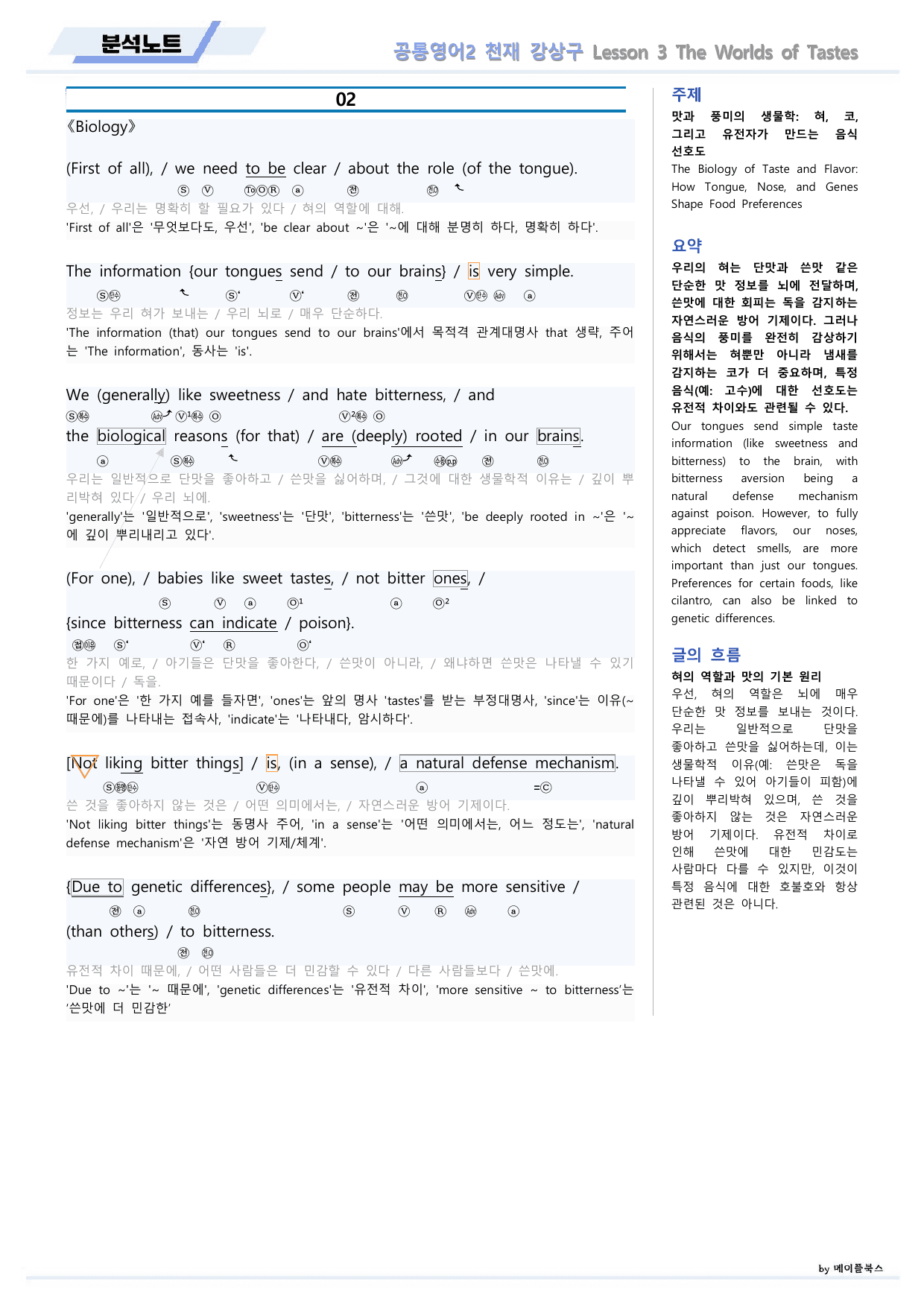 공통영어2 천재 강상구 3강 3과 분석노트 by 메이플북스_preview_undefined