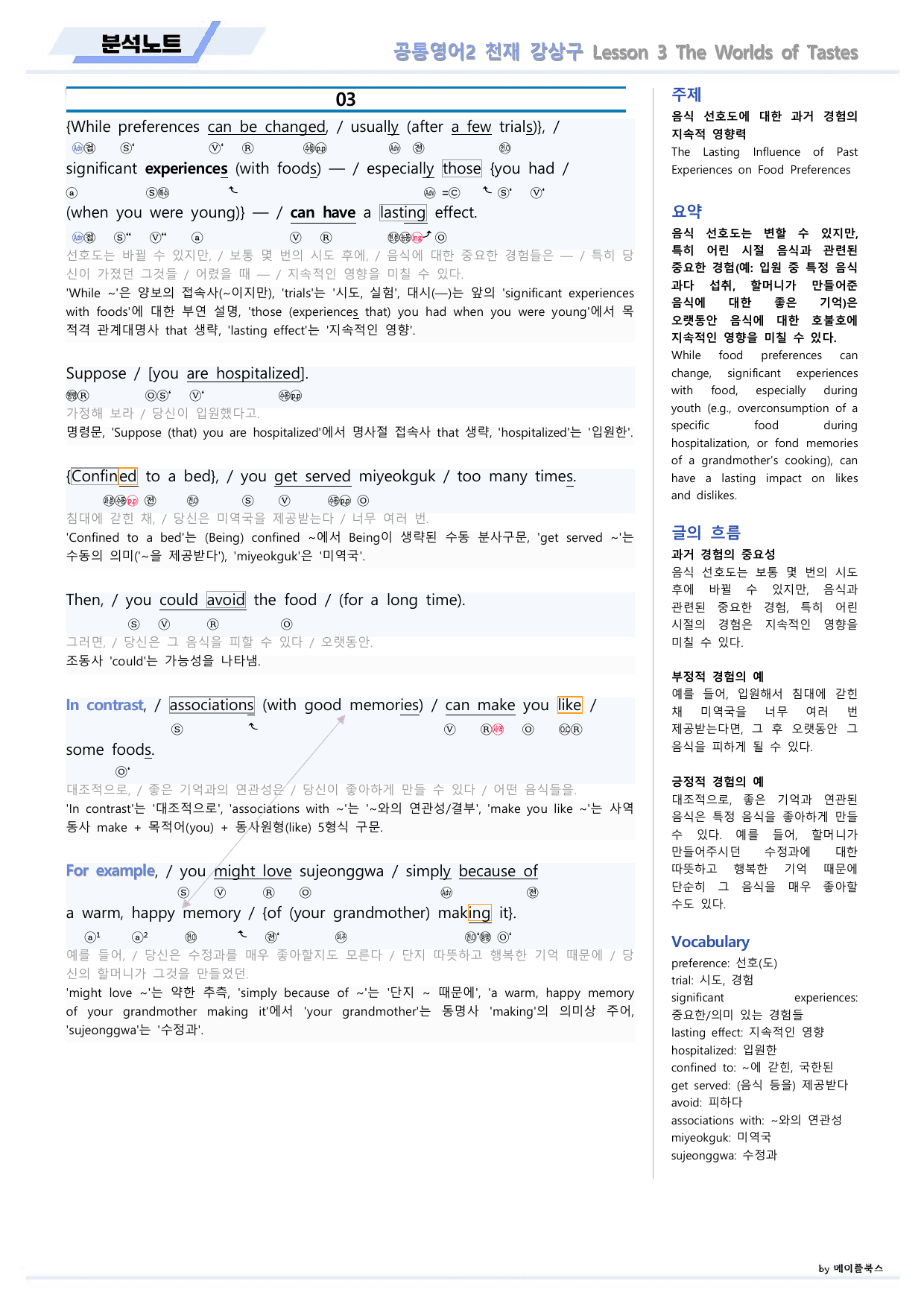 공통영어2 천재 강상구 3강 3과 분석노트 by 메이플북스_preview_undefined