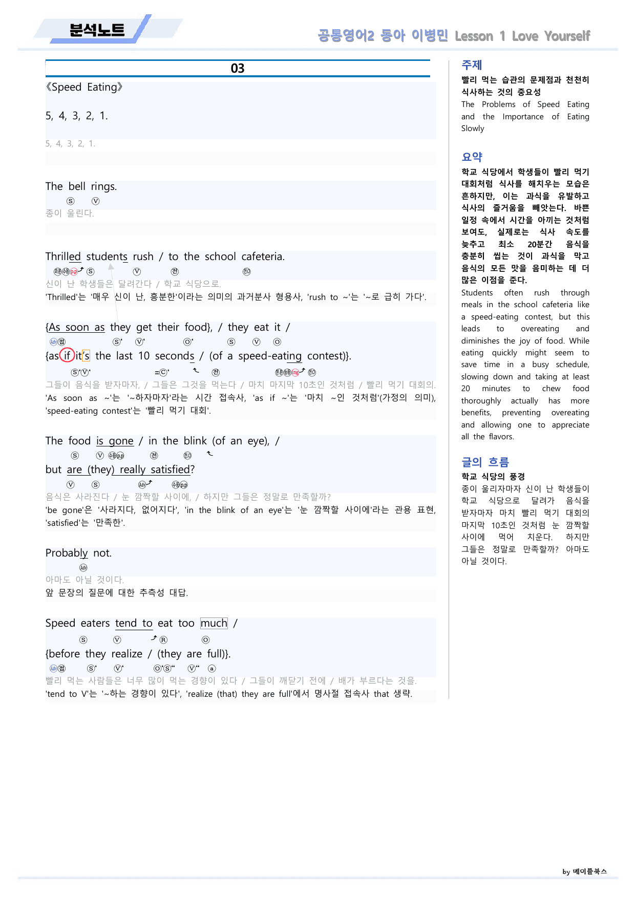 공통영어2 동아 이병민 1강 1과 분석노트 by 메이플북스_preview_undefined