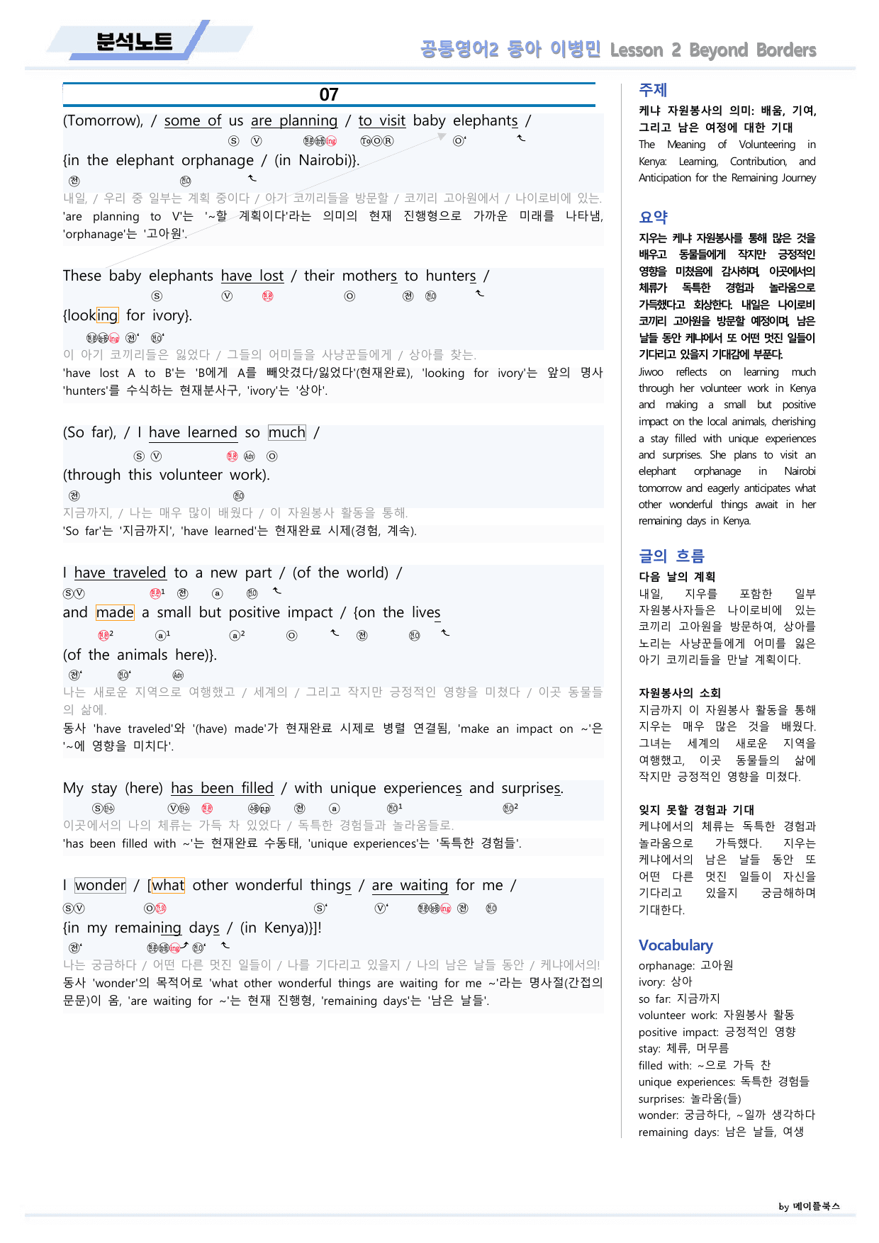 공통영어2 동아 이병민 2강 2과 분석노트 by 메이플북스_preview_undefined
