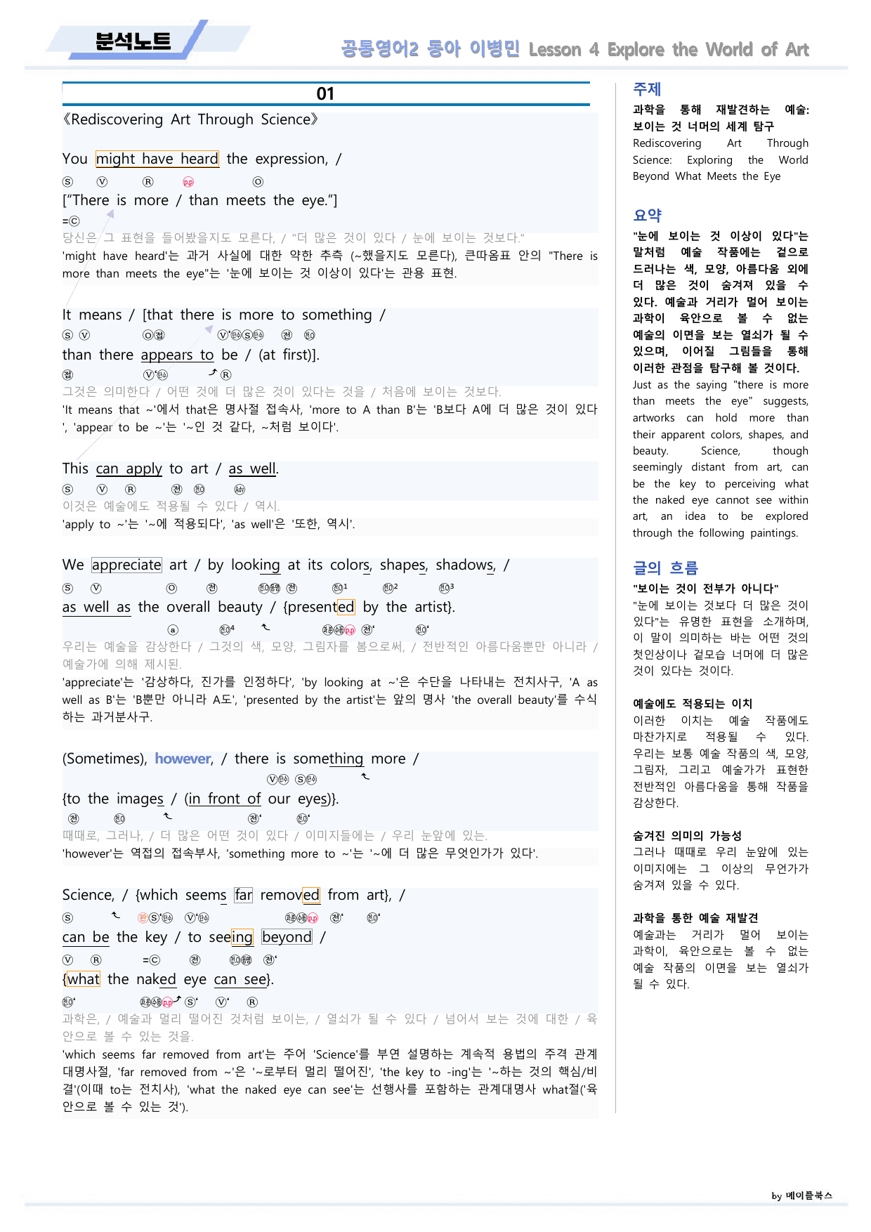 공통영어2 동아 이병민 4강 4과 분석노트 by 메이플북스_preview_undefined