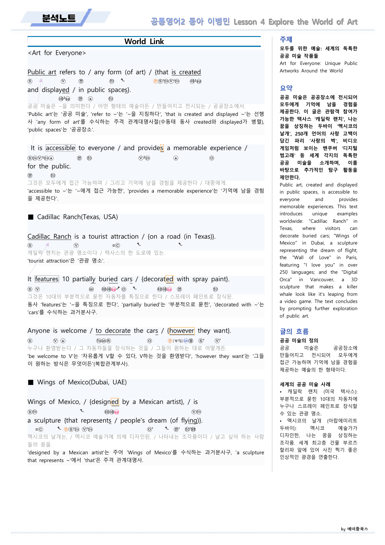 공통영어2 동아 이병민 4강 4과 분석노트 by 메이플북스_preview_undefined