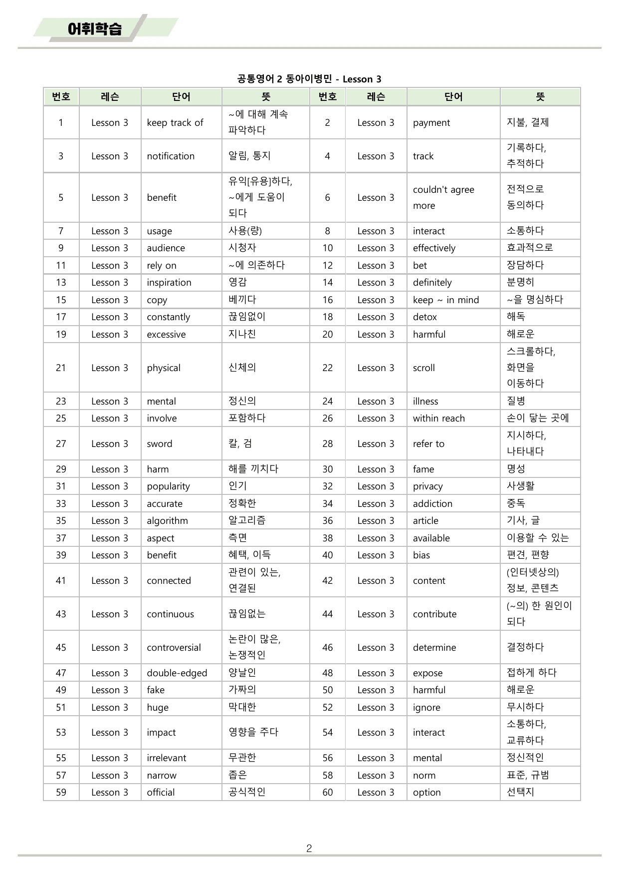공통영어2 동아 이병민 3강 3과 워크북 by 메이플북스_preview_undefined