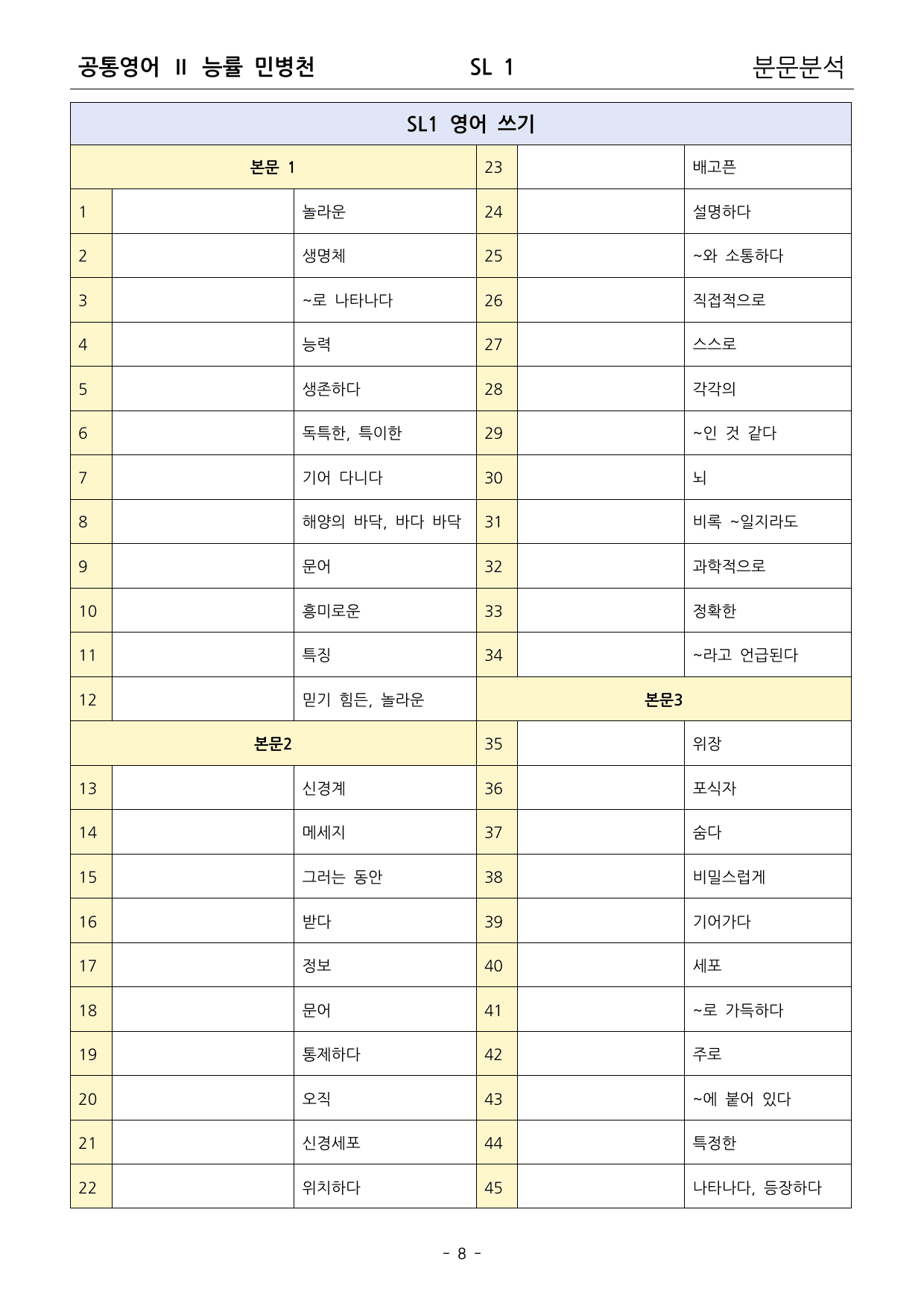 공통영어2 능률 민병천 SL1 분석, 워크북_preview_undefined