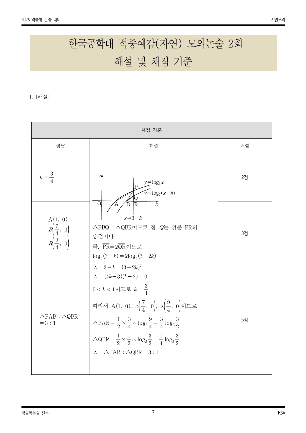 한국공학대 적중 예감 자연 모의논술 2_preview_undefined