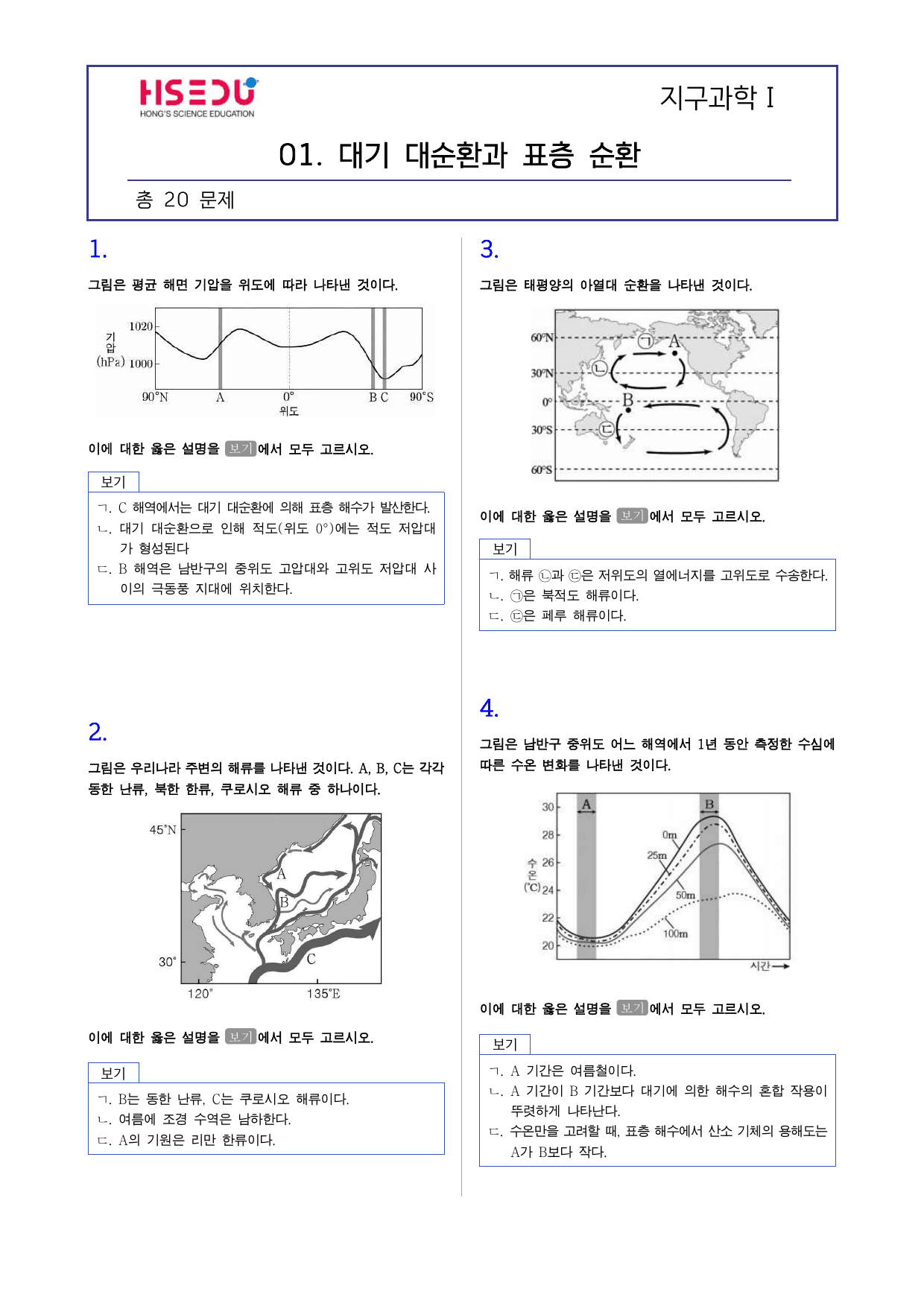지구과학 1 대기대순환과 표층해류의 순환 빈출 변형_preview_undefined