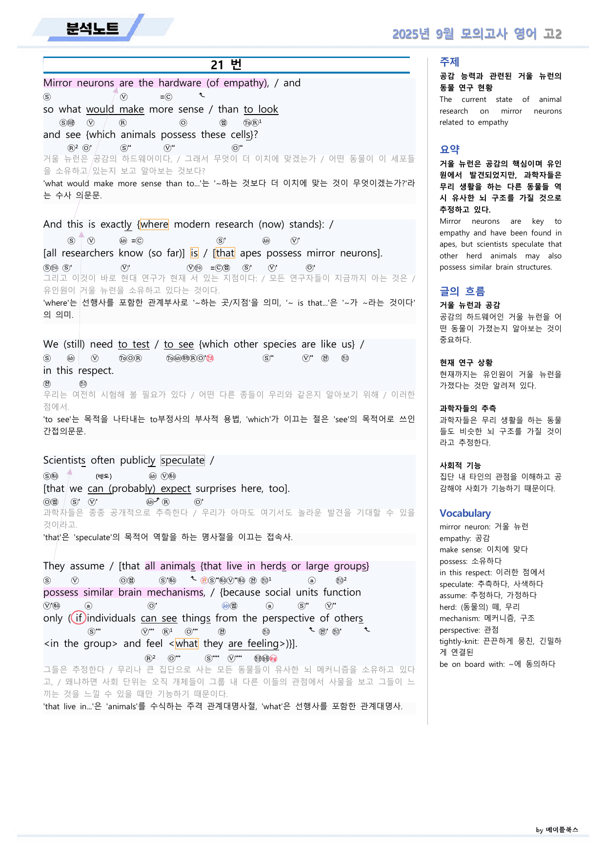 2025년 9월 고2 모의고사 영어 분석노트 by 메이플북스_preview_undefined