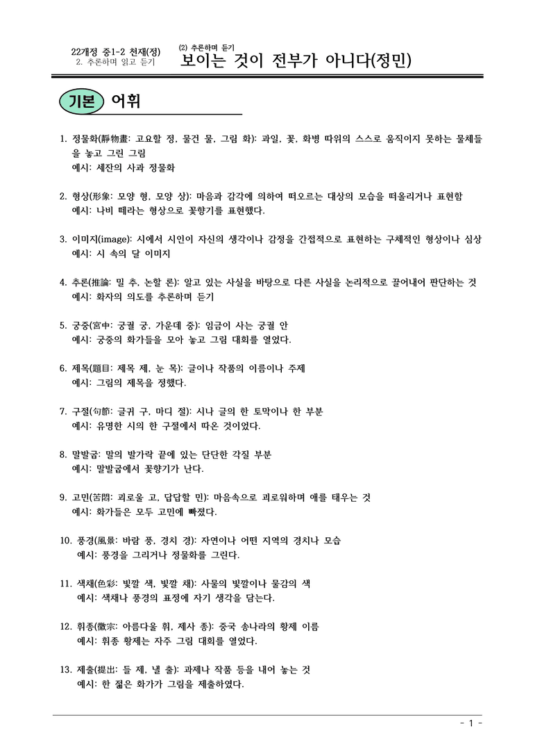 22개정 천재정 중1-2 2(2) 보이는 것이 전부가 아니다 내용정리_preview_1