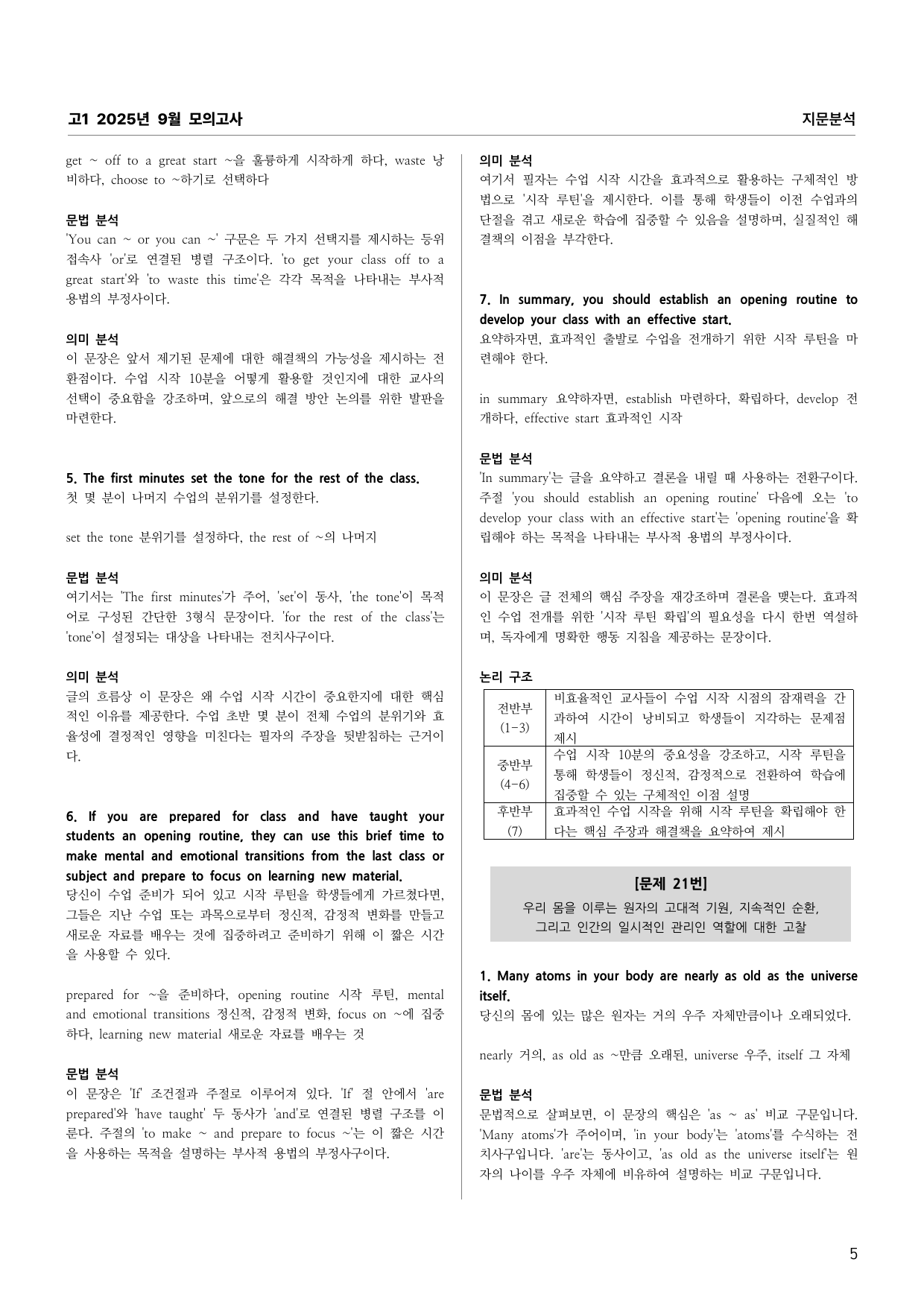 고1 2025년 9월 모의고사 지문해석 (단어 문법 의미 완전 분석)_preview_undefined