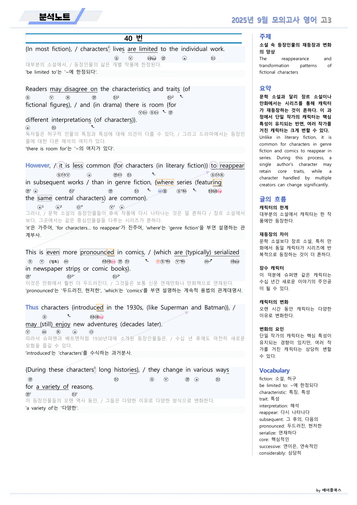 2025년 9월 고3 모의고사 영어 분석노트 by 메이플북스_preview_undefined