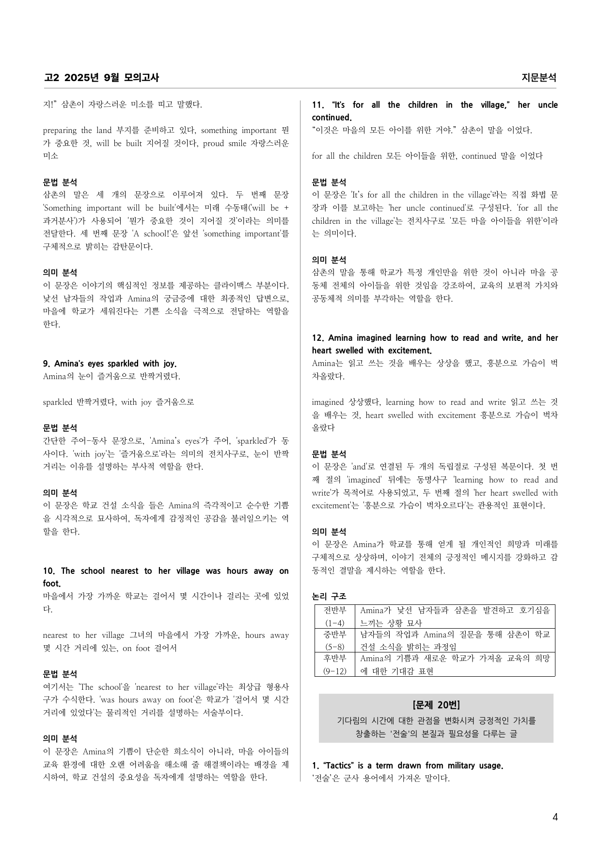 고2 2025년 9월 모의고사 지문분석 (단어 문법 의미 완전 분석)_preview_undefined