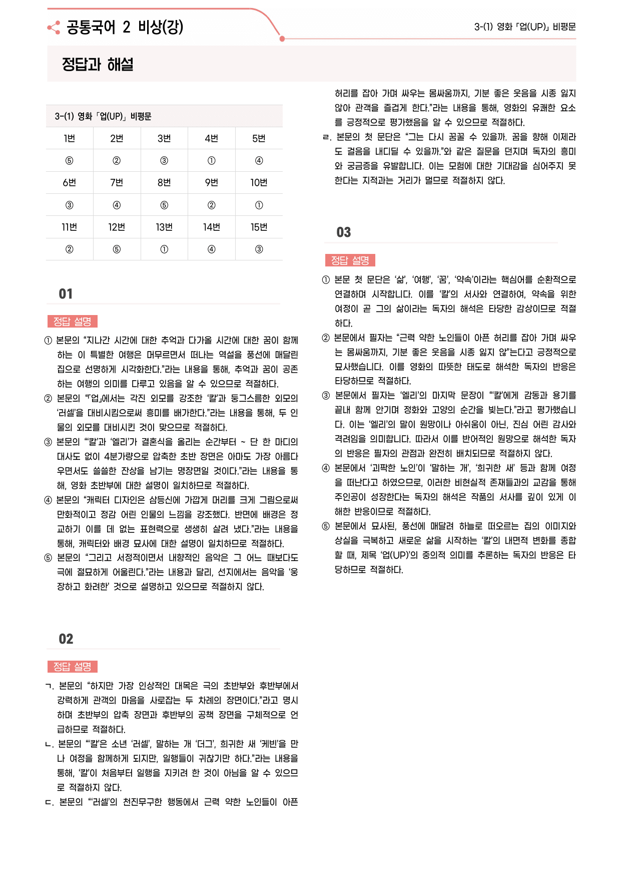 30문항) 비상(강) 공통국어2 3-(1) 영화 「업(UP)」 비평문 _preview_undefined