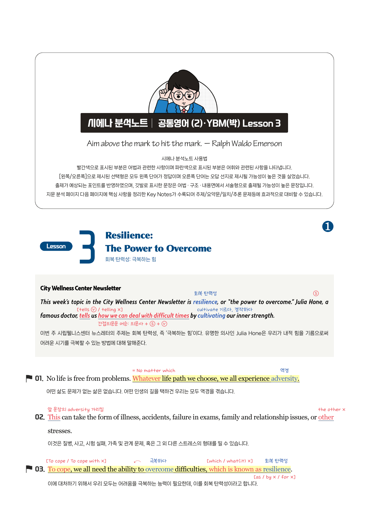 YBM(박)-공통영어(2)-분석노트 3과 + 그래머 체크 + 필수문장_preview_undefined