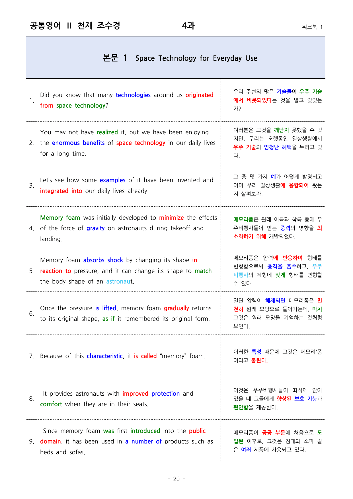 공통영어2 천재 조수경 4단원 워크북1단계 by 쉘리영어_preview_undefined