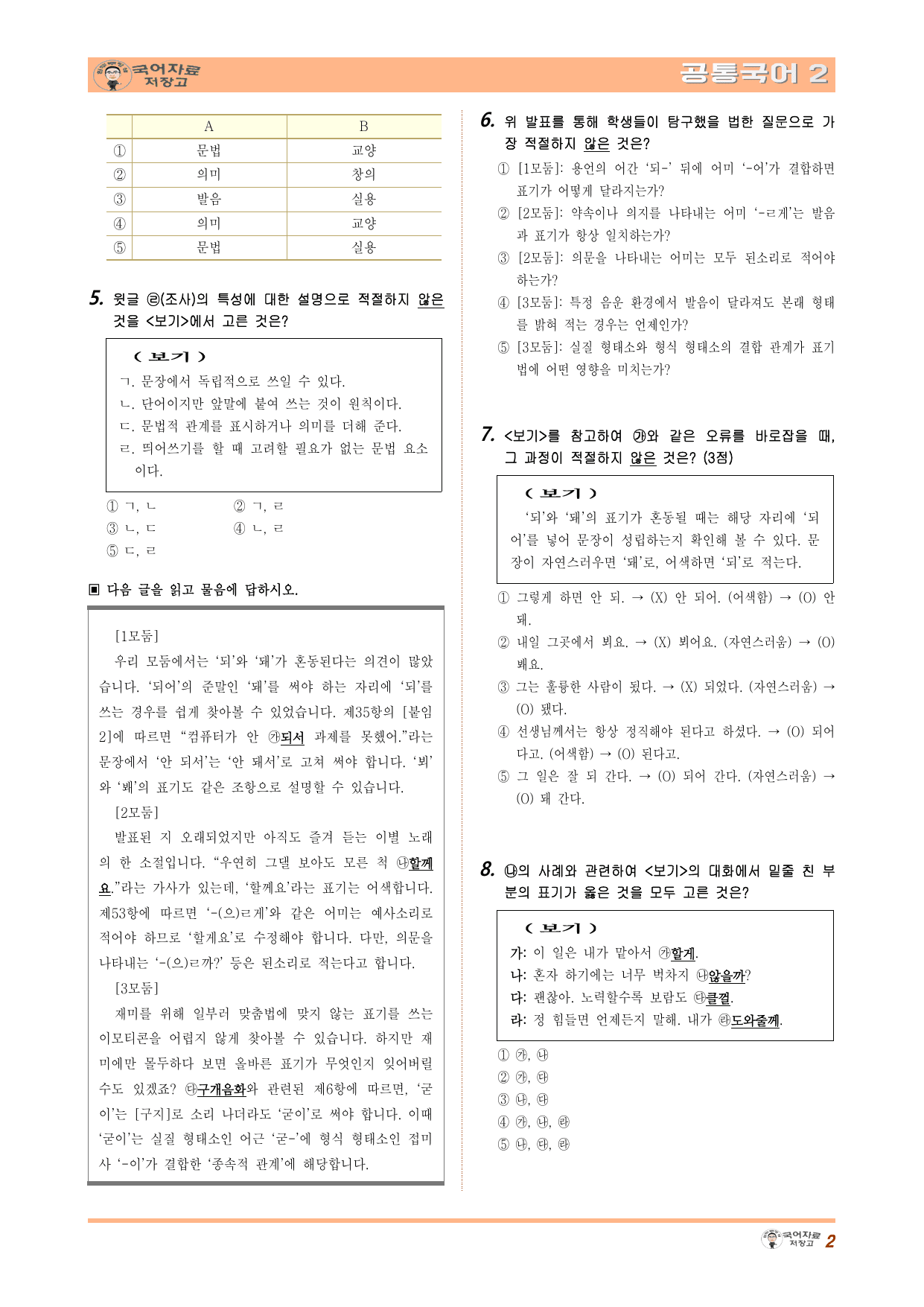 공국2 동아(최) 3.(2) 한글 맞춤법의 이해 변형문제(수정본)_preview_undefined