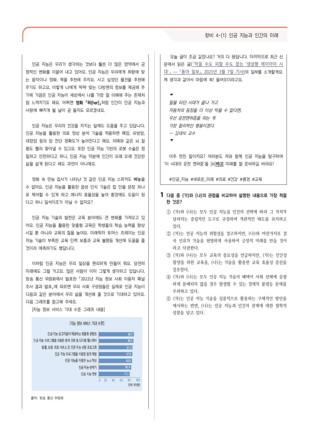 23문항) 창비 공통국어2 4-(1)인공 지능과 인간의 미래 _preview_undefined