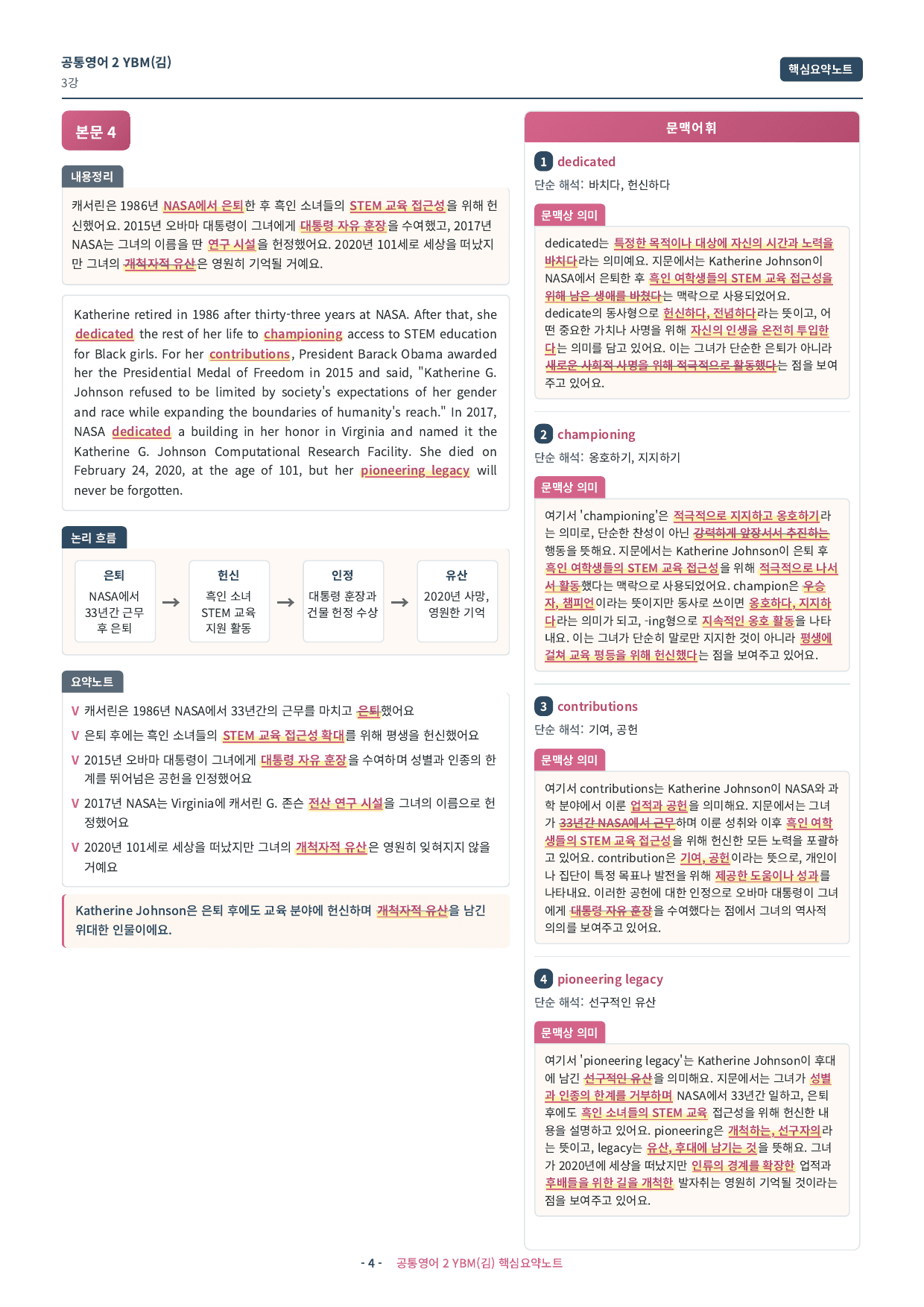 🩷(공통영어2) YBM(김) 3과 핵심요약노트🩷_preview_undefined