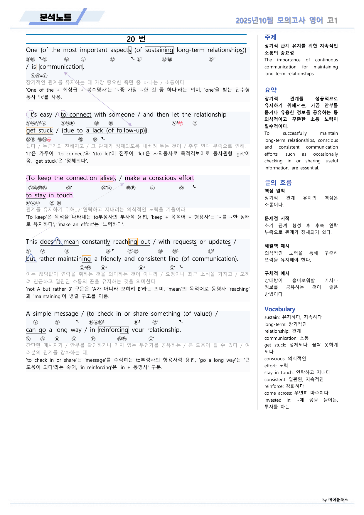 2025년 10월 고1 모의고사 영어 분석노트 by 메이플북스_preview_undefined