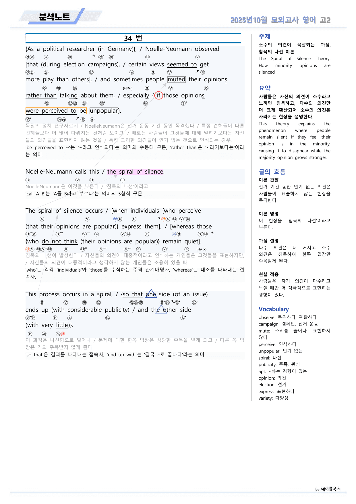 2025년 10월 고2 모의고사 영어 분석노트 by 메이플북스_preview_undefined
