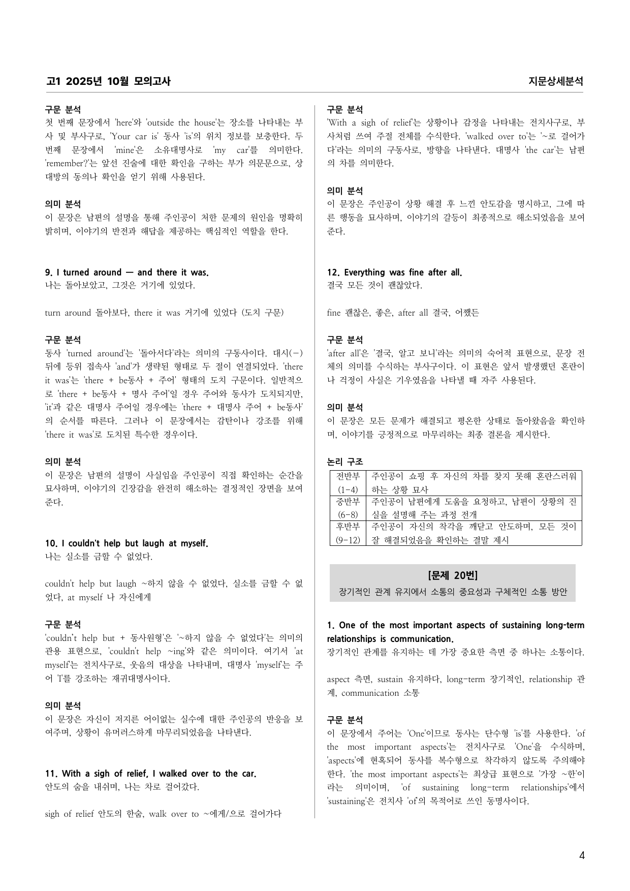 고1 2025년 10월 모의고사 지문상세분석 (어휘 문법 의미 주제)_preview_undefined