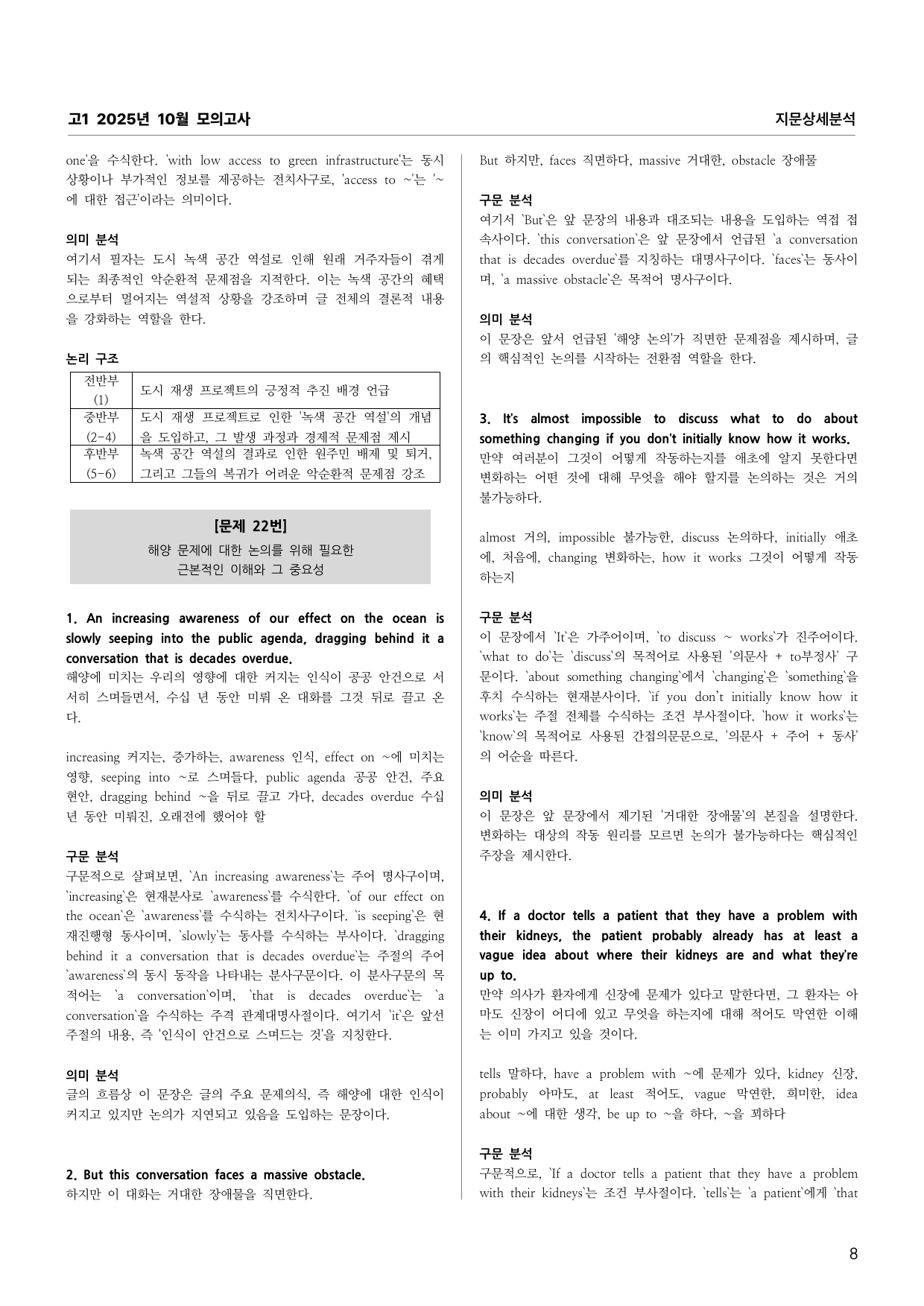 고1 2025년 10월 모의고사 지문상세분석 (어휘 문법 의미 주제)_preview_undefined