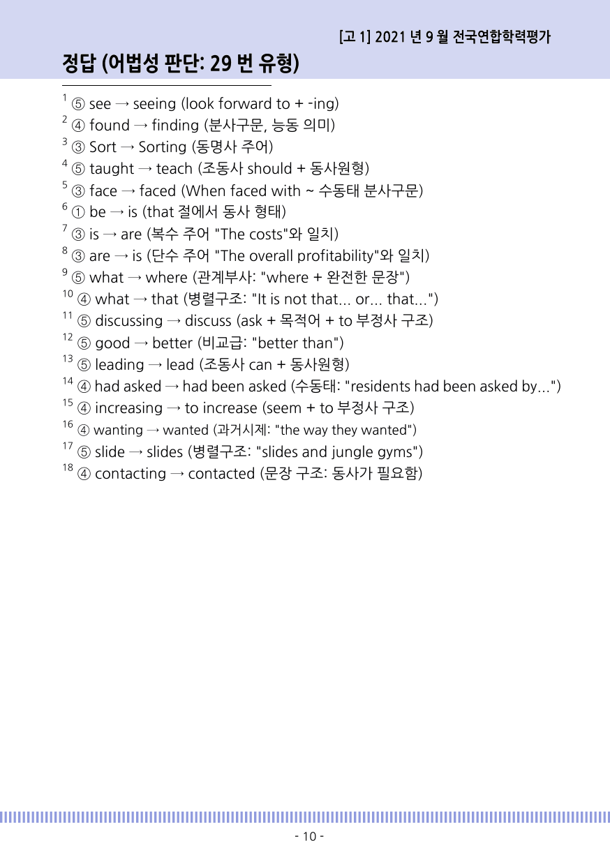2021년 9월 고1 모의고사 영어 변형문제 어법성 판단(29번 유형)_preview_undefined