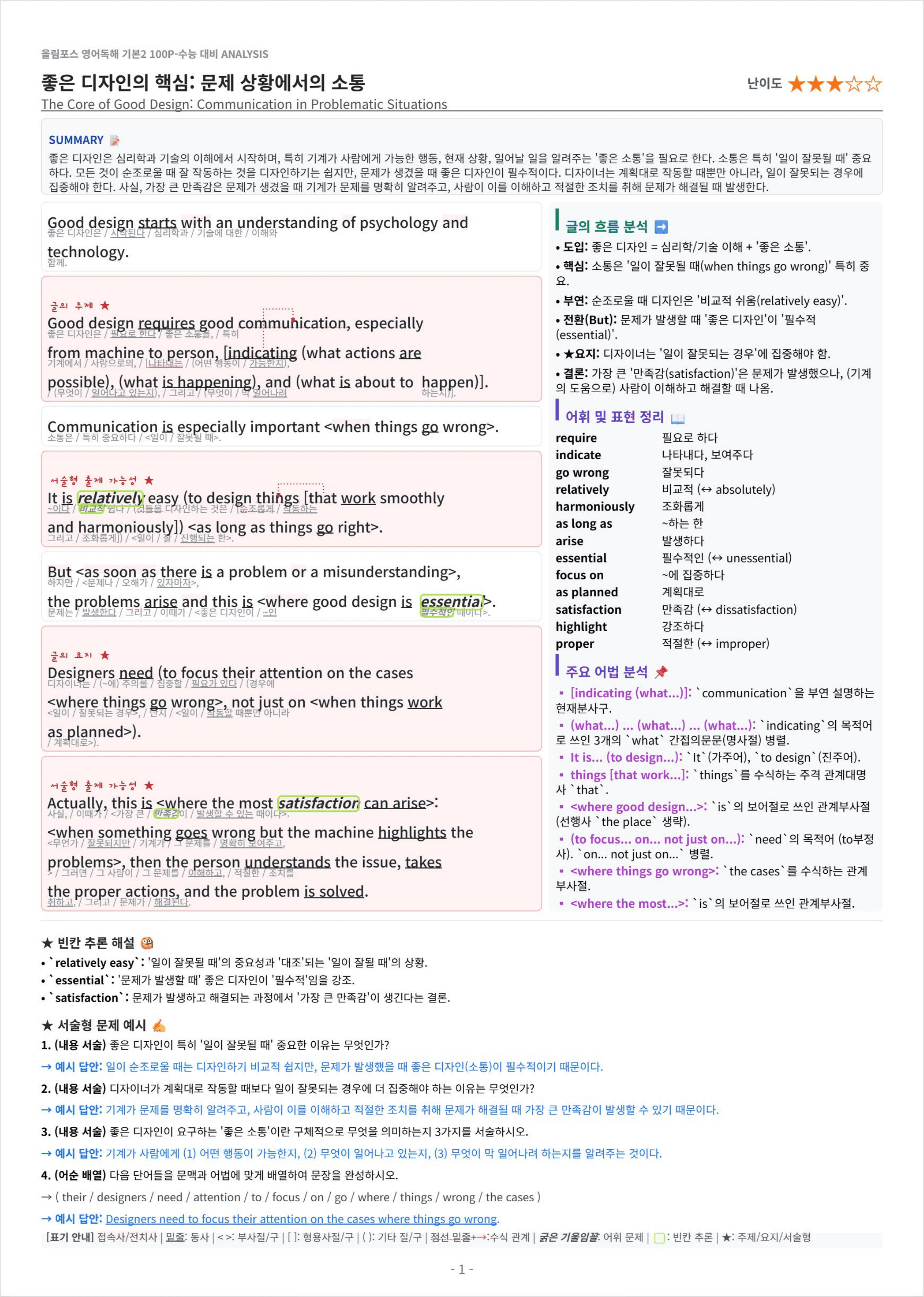 올림포스 영어독해 기본 2 UNIT 15 킹스분석_preview_undefined